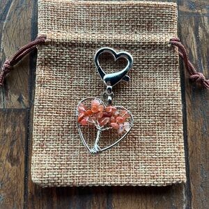 Carnelian Bag Charm Carnelian Pendant Crystal Bag Charm